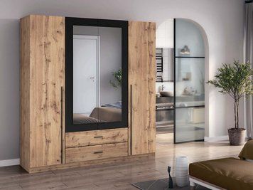 Шафа розпашна Модус з дзеркалом 4Д2Ш Дуб Аппалачі/Антрацит Modus-4D2S+mirror-07 фото