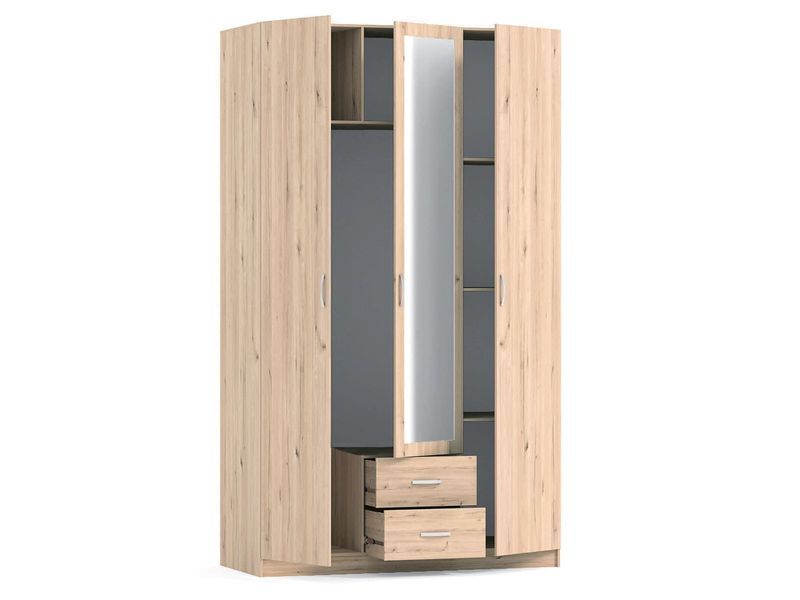 Шкаф распашной Виано с зеркалом 3Д2Ш Дуб Сонома/Дуб Сонома Viano-3D2Sh+Mirror-30 фото