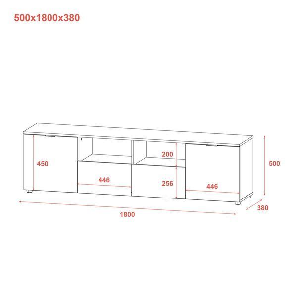 Комод Doros Рон 4 Графит 2 фасада 2 шухляды 180х38х50 (44900234) 1971525377 фото