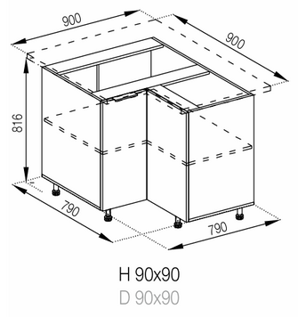 Нижний угловой модуль 90х90 Алиса Мир Мебели Alice_H_90x90 фото